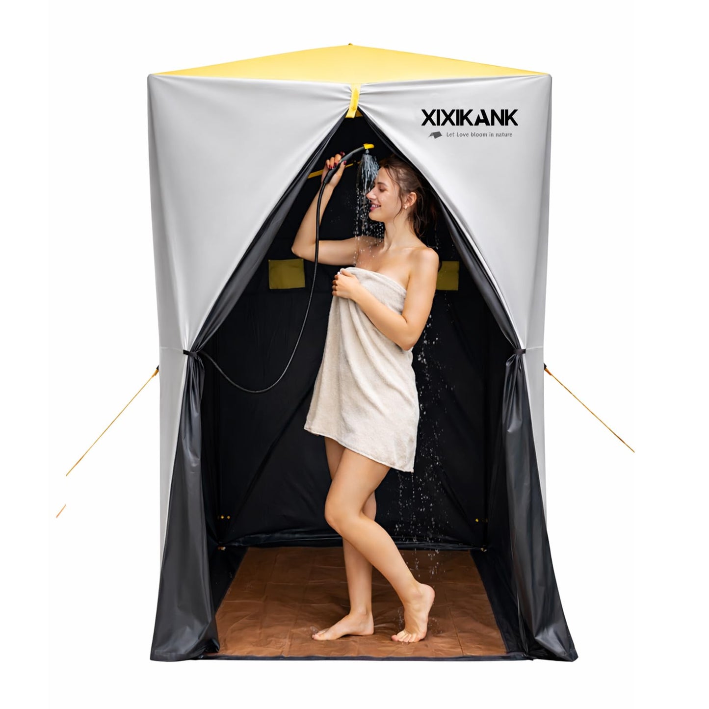 XIXIKANK Luxury Pop Up Shower Tent,Tool-Free Setup Portable and Lightweight Privacy Tent with Blackout Coating,Waterproof & UV Resistant for Camping, Beach,Portable Bathroom 82” x 56” x 56”