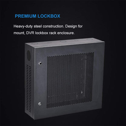 Kenuco Heavy Duty 16 Gauge Steel DVR Security Lockbox and Swing Open Top 24'' x 21'' x 7'' - (Black)