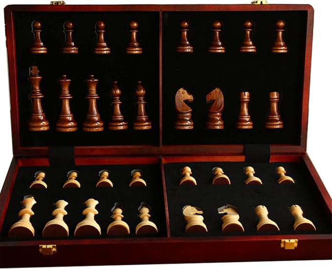 20 Extra Large Solid Walnut Wooden Chess Set with 2 Extra Queen Pieces - King Height 4.25''