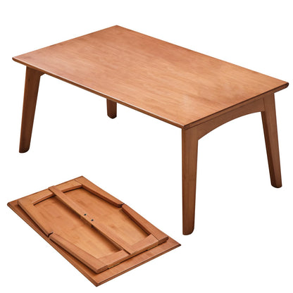 JIKUGO Bamboo Folding Coffee Table No Assembly Required Japanese Floor Table for Bedroom Living Room, Walnut, 26 x 15.8 x 11.8 Inches
