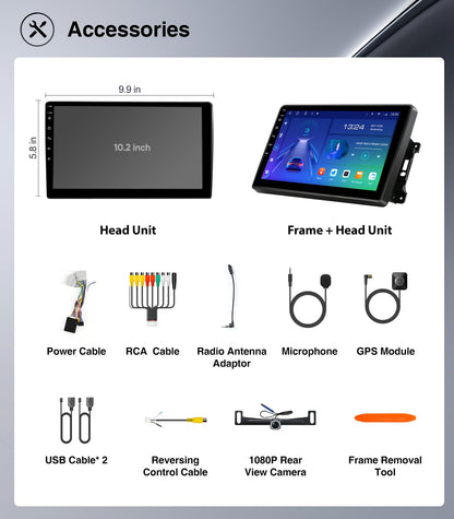 10" QLED Android 13 Car Stereo for Ford F150 2004-2008, F250 F350 2008-2016 Radio Upgrade Wireless CarPlay Android Auto Radio, Touchscreen, 5G WiFi,1080P Backup Camera, Dash Kit, GPS Navigation