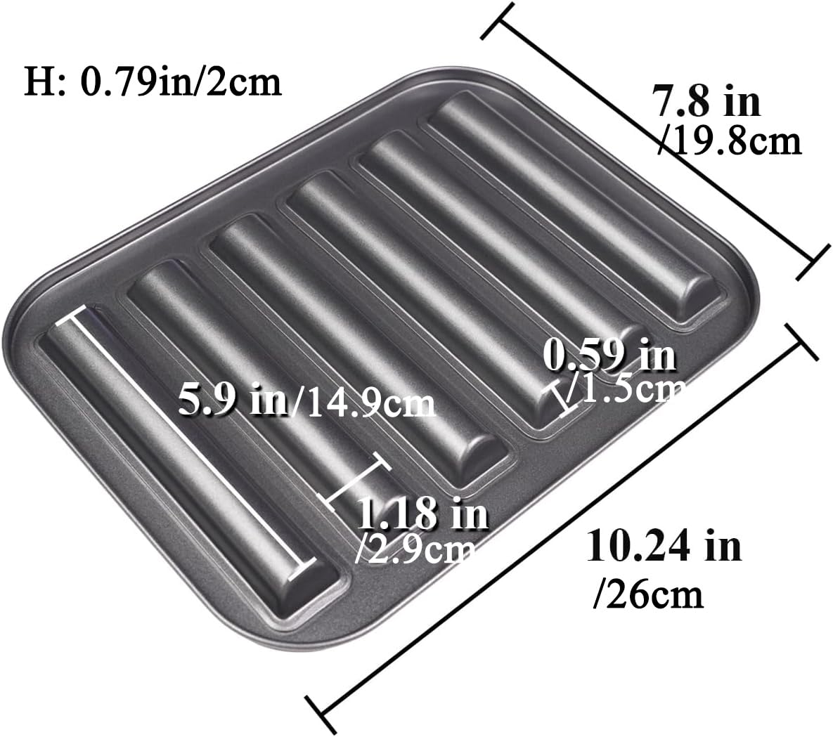 Elesinsoz 6 Cup Financier Cake Baking Pan Breadstick Biscotti Ladyfinger Donut Cookie Cornbread Stick Mini Bread Loaf Baguette Nonstick Small Muffin Cupcake Madeleine Tin Tray Mold