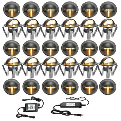 FVTLED WiFi Deck Lights, WiFi Controlled 30pcs Low Voltage LED Deck Lights Kit Φ1.38 Outdoor Recessed Step Stair Warm White LED Lighting Compatible with Alexa Google Home, Black