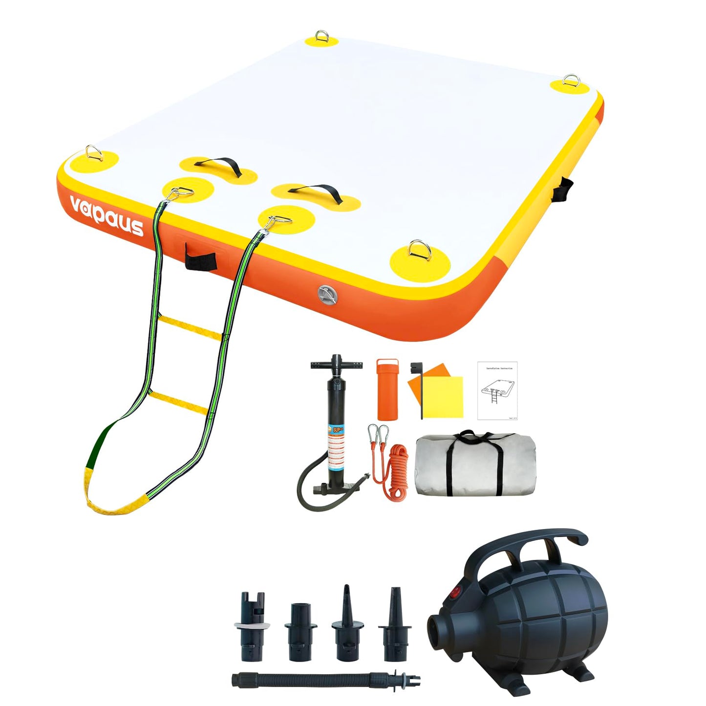 vapaus Inflatable Floating Dock with Electric Air Pump Bundle – Versatile Water Platform with Quick Inflation for Outdoor Fun