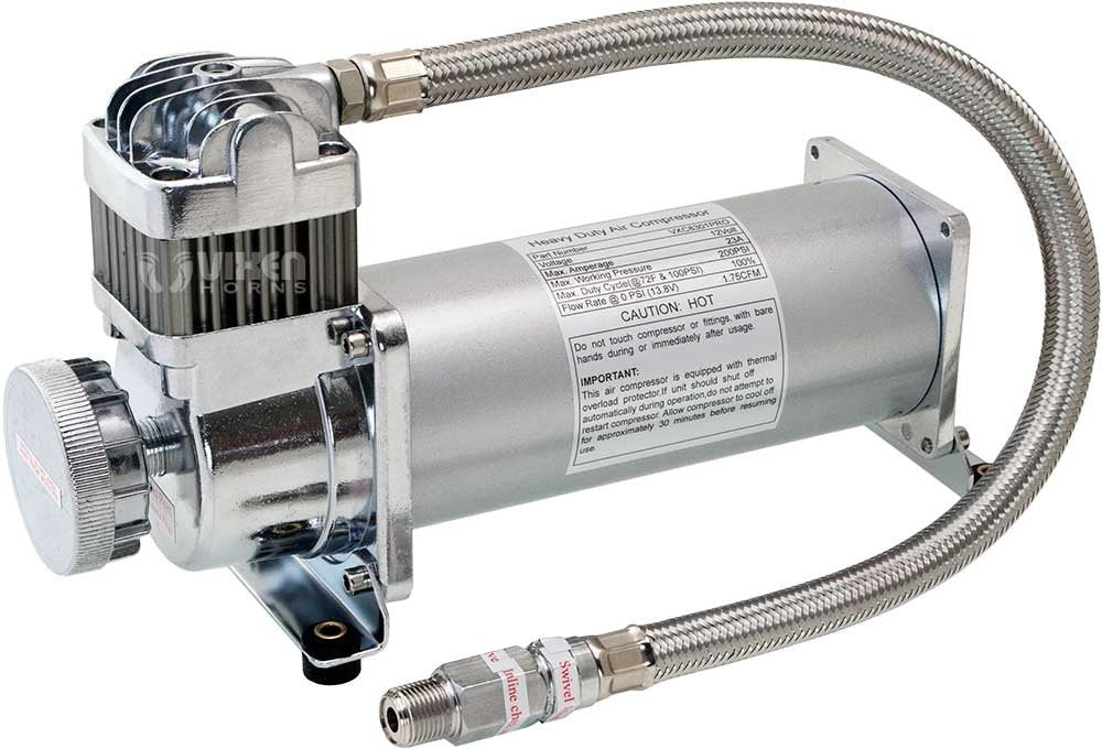 Vixen Horns Heavy Duty Onboard Air Compressor 200 PSI.Universal Replacement for Truck/Car Train Horn/Suspension/Ride/Bag kit/System. Fits All 12v Vehicles like Semi/Pickup Trucks/Jeep VXC8301PRO