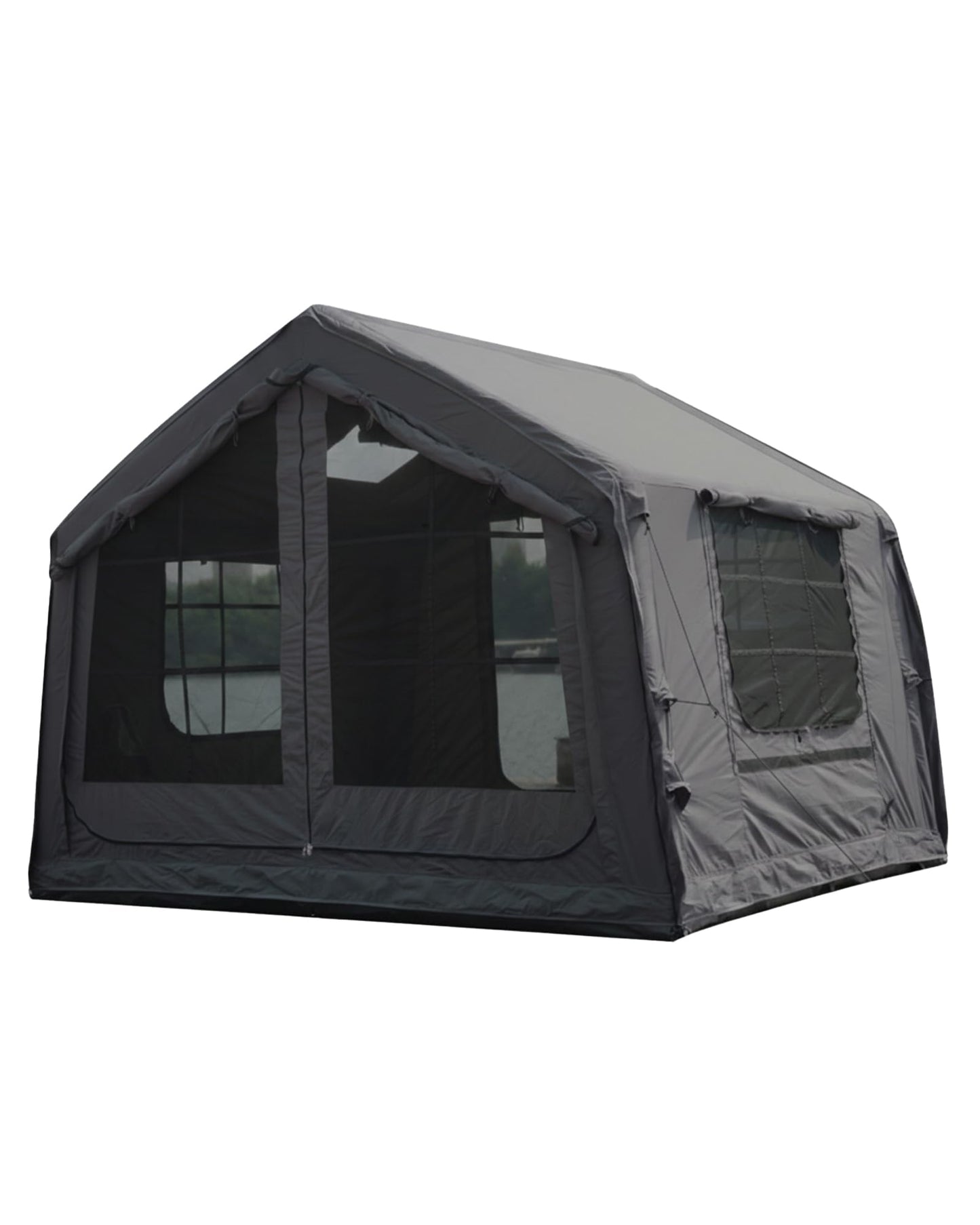 Inflatable Camping Tent for 2-4 Person, TC Cotton Canvas Blow Up Tent with Skylight & Stove Jack, 5-Minute Quick Setup Air Tent, 10.2' x 8' x 7' Glamping Tent for Family Camping, Festivals & Outdoors