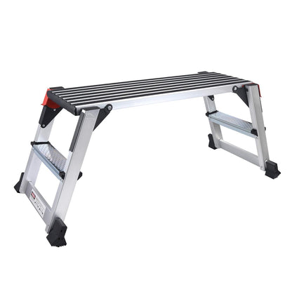 Aluminum Work Platform Large Size Step Stool Folding Portable Work Bench with Non-Slip Mat Capacity 660 LBS Heavy Duty 38" l X 15" w/660lbs