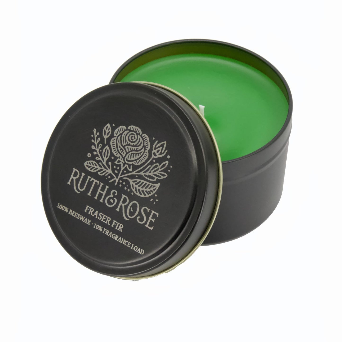 RUTH & ROSE Fraser Fir Scented Candle, 100% Beeswax Candle for Home, 8oz, +65 Hours Burn Time, Aromatherapy Non Toxic Candles, Gift for Women & Men, Made in USA, Perfect for Travel or Gifting