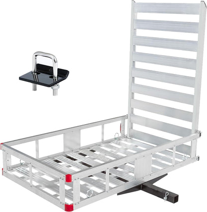 MaxxHaul 50945 Aluminum Hitch Mount Wheelchair/Mobility Carrier – 50" x 29.5" Cargo Basket with 47" Ramp – 500 lb Capacity – Fits RVs, Trucks, SUVs, Vans, Cars – Includes Hitch Tightener
