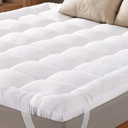 Skiennix Ultra Soft Queen Mattress Topper - Cloud-Like Comfort & Breathable Cooling for Hot Sleepers - White