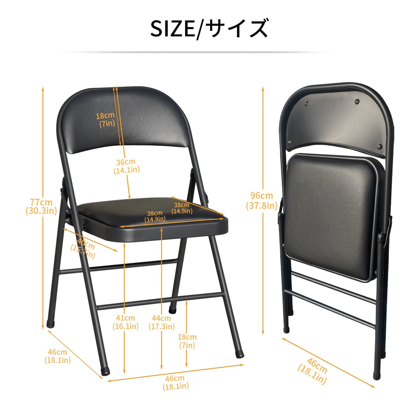 BOOSDEN Foldable Table and Chair Set, Folding Card Table and Chairs, Portable Table with Chairs for Indoor Outdoor, Tables Chair Set Space-Saver for Dining, Game, Camping, Apartment, 2 Pack, Black