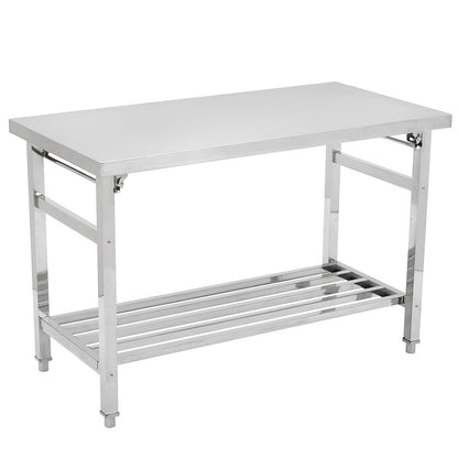 Garvee 48x24 Inch NSF Stainless Steel Folding Table – Heavy-Duty Commercial Prep Table for Kitchen, Restaurant & Home, 500 lbs Capacity with Adjustable Undershelf, Easy to Assemble