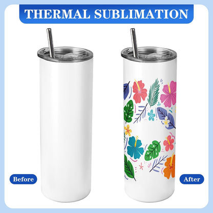 Joyclub Bundle of 10 Pack 12oz Kids Sublimation Tumbler Water Bottle and 25 Pack 20 oz Sublimation Tumblers Flat Edge Cups