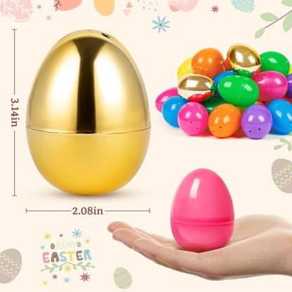Jumlys 36 Count 3.15" Plastic Easter Eggs, 30 Pcs Empty Suprise Egg 6 Pcs Golden Eggs Bulk, Fillable Egg with Hinge for Easter Hunt, Basket Stuffers Fillers and Easter Party Favor