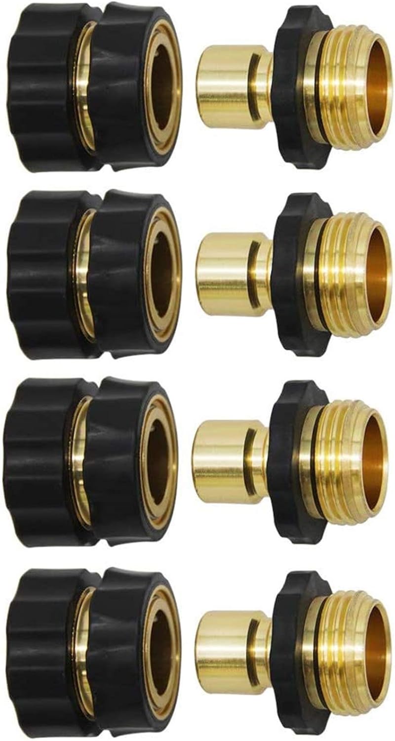 Twinkle Star Garden Hose Fitting Quick Connector Set - 3/4 Inch Male & Female Adapters (4 Pack)