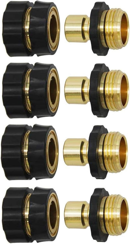 Twinkle Star Garden Hose Fitting Quick Connector Set - 3/4 Inch Male & Female Adapters (4 Pack)