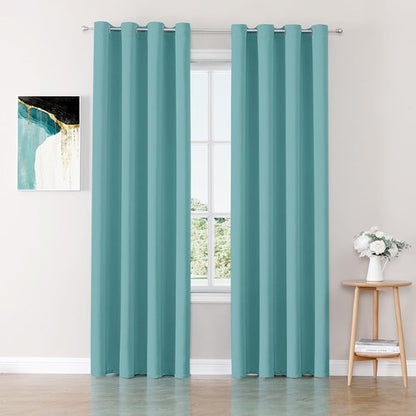 ChrisDowa Blackout Curtains - Thermal Insulated Room Darkening Panels, Aqua, 52 x 80 Inches - 2 Panels Set