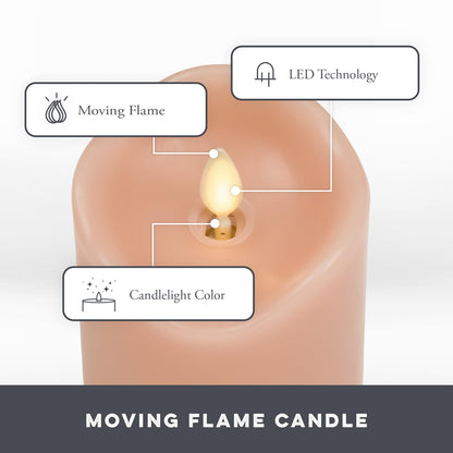 Matchless Candle Co. by Luminara - Flameless LED Battery Operated Flickering Pillar Candles - Pastel Pink - Set of 3 - Indoor Outdoor Decor Safe