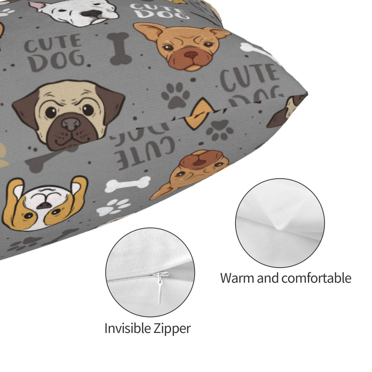 Pillow Cases Pillow Covers Standard Size Cute Dog Pillow case Pillow Protector, Soft,with Zipper Pillow case 20"x30"