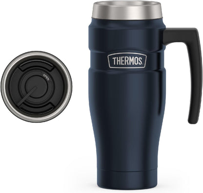 THERMOS Stainless King Travel Mug - 16oz Vacuum-Insulated, Midnight Blue | Leak-Proof & Sweat-Proof Design for Hot & Cold Drinks