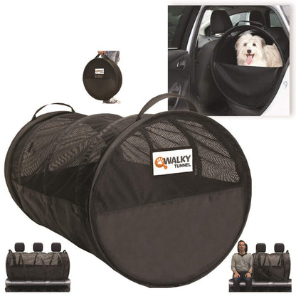 Walky Tunnel Pet Tube, Car Kennel Crate, Automotive Pet Containment Barrier Kennel, Soft Pet Crate, Large, 47" L x 24" Round, Universal Fit