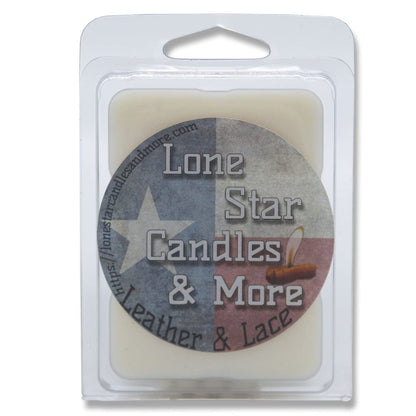Leather & Lace, Lone Star Candles & More's Premium Hand Poured Wax Melts, Authentic Aroma of Genuine Leather Mixed with Creamy Vanilla, 24 Strongly Scented Wax Cubes, USA Made in Texas, 4-Pack