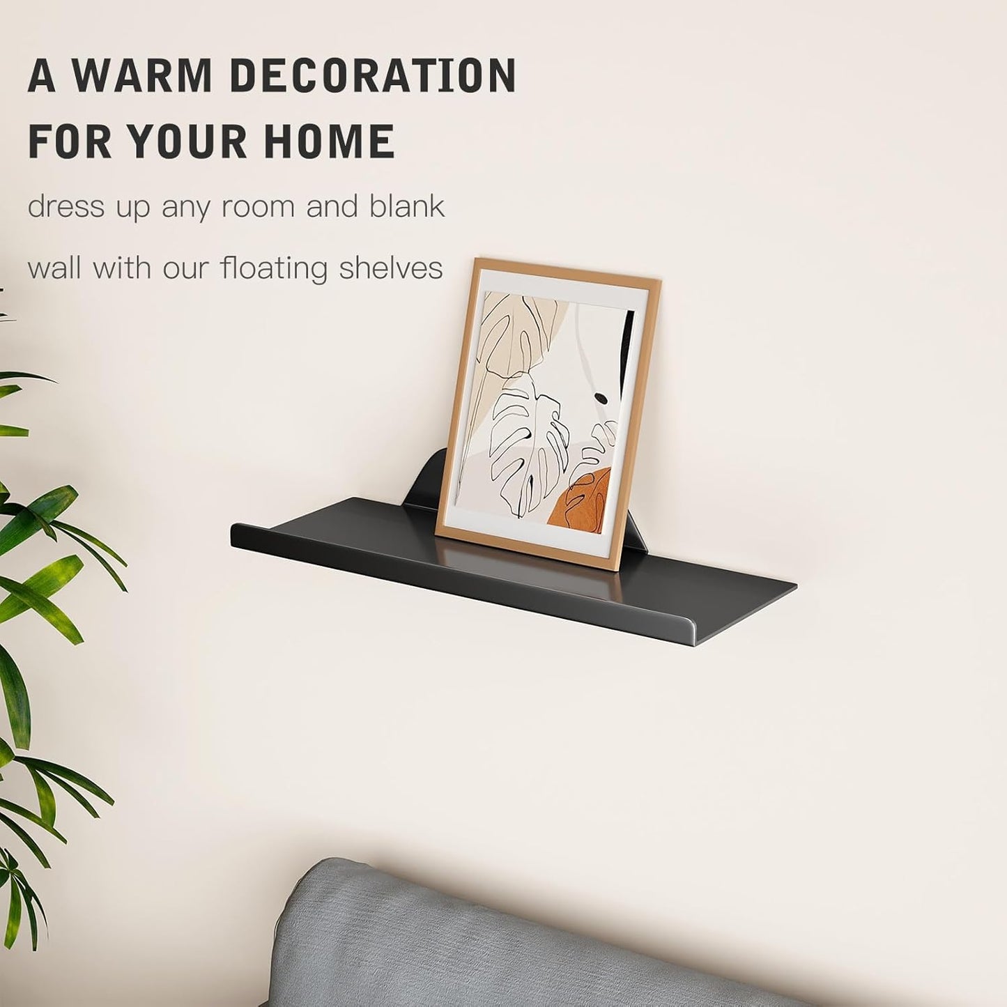Skiennix Floating Wall Shelf - Modern Metal Shelf for Decor & Storage | 12-Inch Black Design