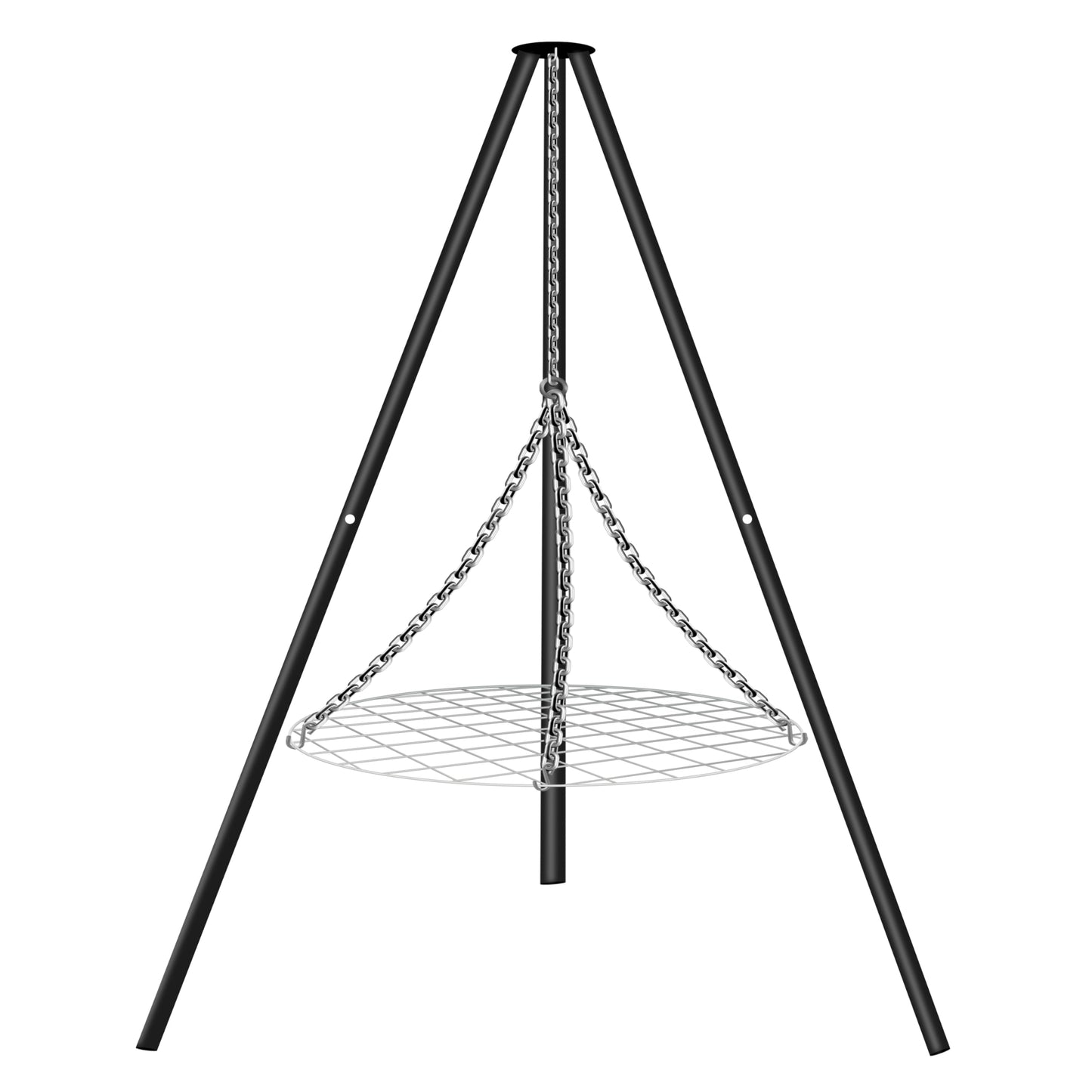 FEBTECH - 55-inch Steel Tripod Campfire Grill Set - Portable BBQ Grate with Stand for Outdoor Cooking Camping Fire Pit