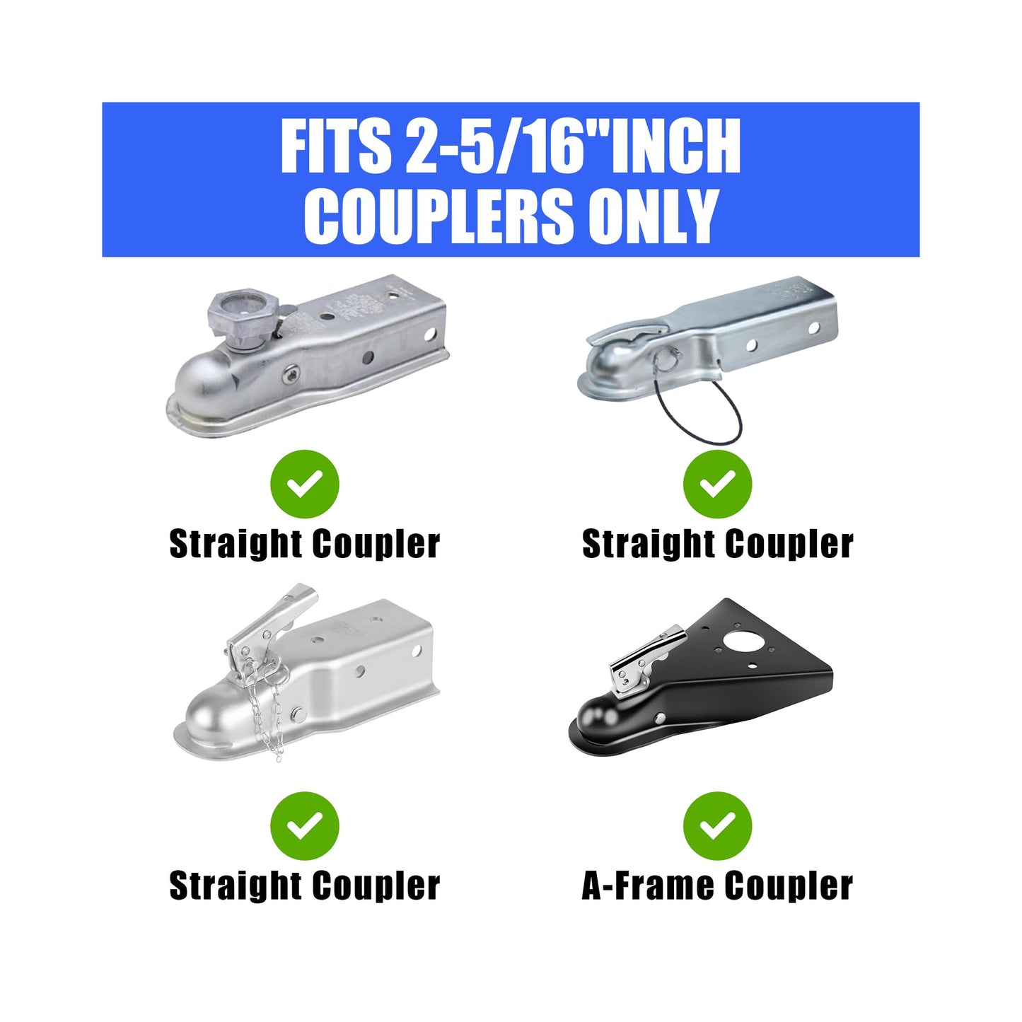 TMPZ Upgraded Heavy Duty Steel Trailer Hitch Lock for Most 2 Inch Couplers – Coupler Lock Secures Safety Chains, Anti-Theft Weatherproof Protection for RV, Pickup, Camper & Utility Trailers (Blue)