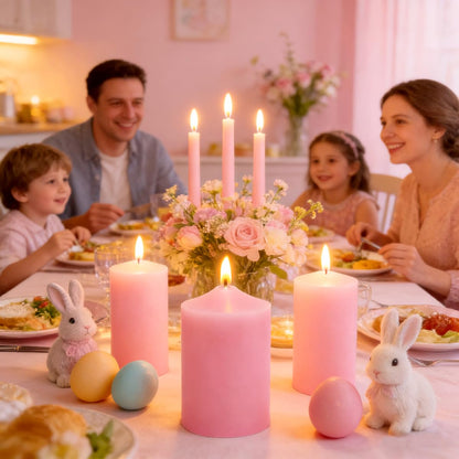 12 Pack 2x3 Inch Pink Pillar Candles, 22 Hours Dripless Smokeless Unscented Candles for Home Weddings Restaurant Spa Church and Emergency