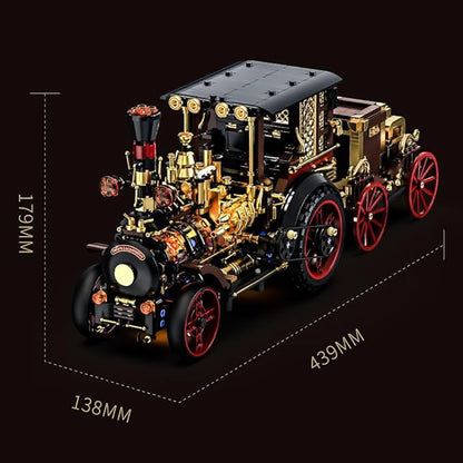 Retro Mechanical Steam Car Building Block Set MOC Classic Car Kit Supercar Toy Model Adult Building Block Car Collector Set (1-1)