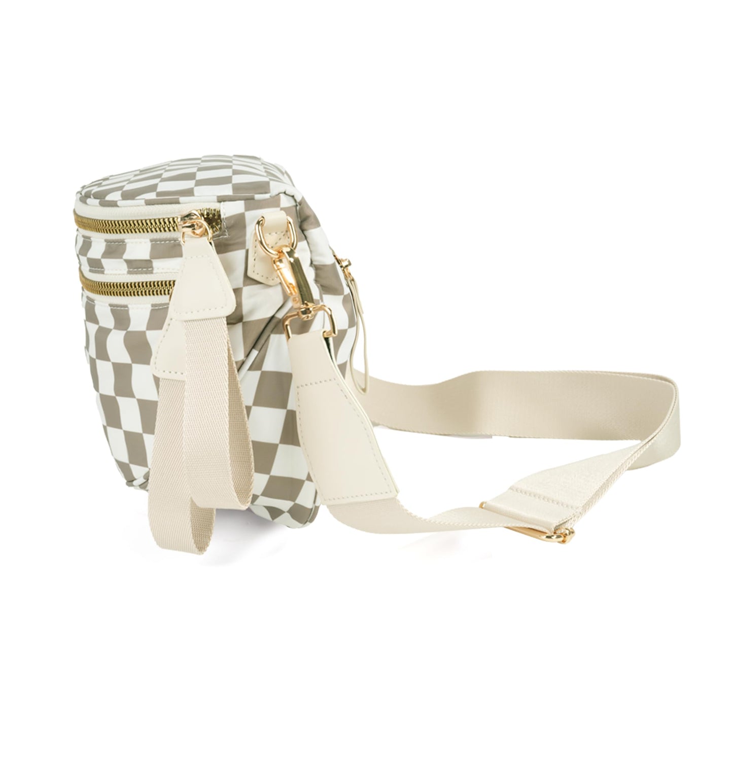 Spacious Checkered Nylon Crossbody Bag Bum Bag Checkered Handbags Wallets for Women