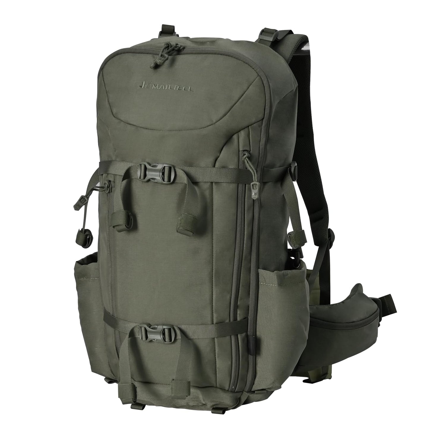 JOMAILIEEL Hunting Backpack for Men, 40L Waterproof Silent Pack with Rifle Holder and Bow Carry System, Rain Cover, Durable UTX Buckles and YKK Zippers