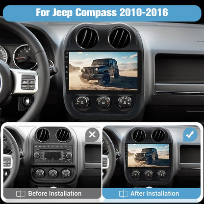 Junsun 4Core 64GB ROM Car Radio Stereo for Jeep Compass Patriot 2010-2016 10 inch Touch Screen with CarPlay Android Auto Bluetooth 5GWiFi GPS AHD Backup Camera