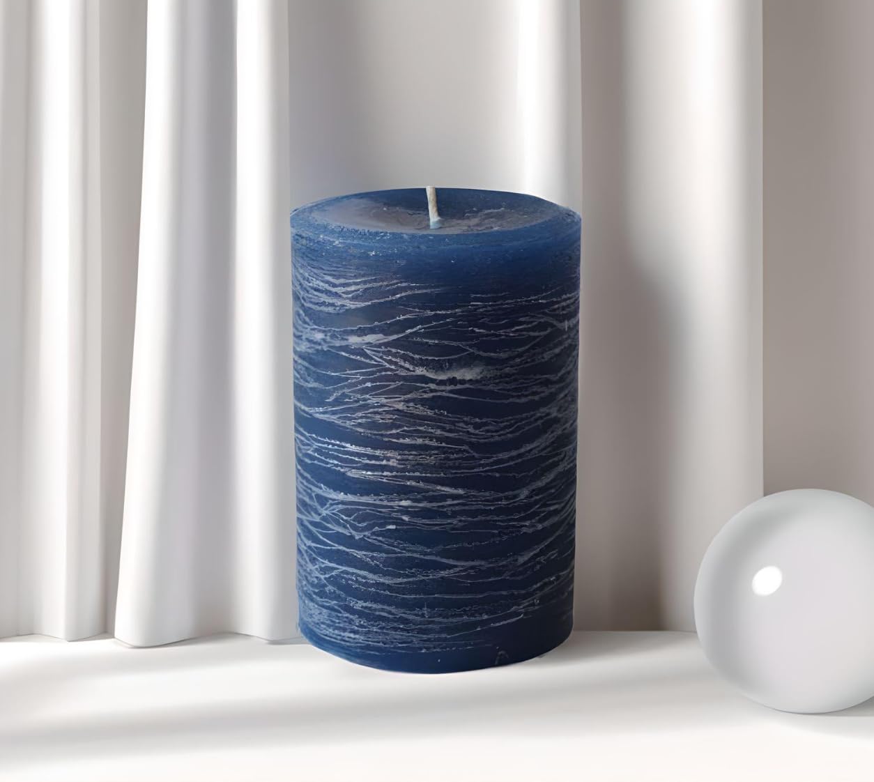 Modern Candle Design Large Unscented Rustic Nordic Pillar Candle Handmade in The USA (Tranquil Blue)