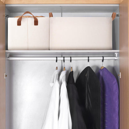 large storage baskets, closet storage bins, Canvas Fabric Storage Basket for shelves, basket organizers for shelf, storage bins for clothes (White 6 Pack, 16"L×12"W×10"H)
