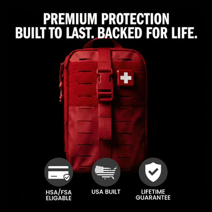 MY MEDIC MyFAK Standard IFAK First Aid Kit & Medic Kit - HSA FSA Items - Built in USA - Medical Supplies & First Aid Essentials for Home, Auto & Family Emergency Preparedness - Family Medical Bag, Red