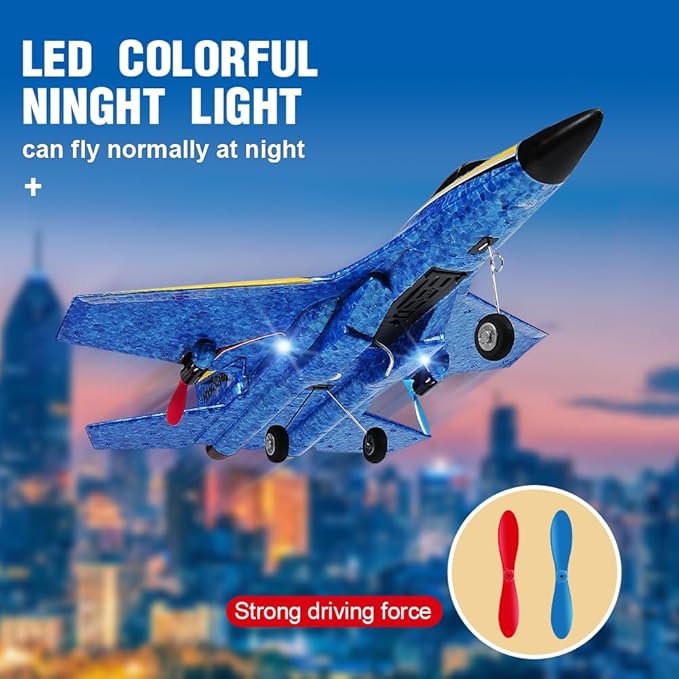 Fremego Su-27 RC Airplane2.4GHz 2 Channel Remote Control Plane with Gyro Night Lights and 2 Batteries Easy to Fly for Adults Beginners and Kids Toy