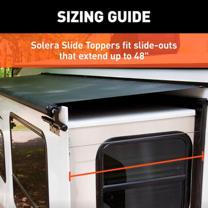 Solera 5000 Series Black Slide Topper RV Slide-Out Awning 7' (6'7" Fabric) 13.5 oz Vinyl Leak-Proof, 48" Extension, Roof, Sidewall Protection, Travel Trailer, 5th Wheel, Motorhome - V000168105