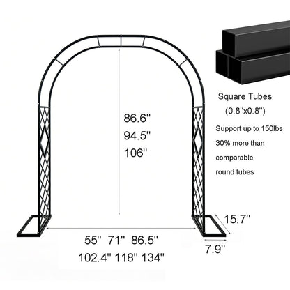 Garden Arch Metal Pergola Archway with Base, 86.5" 118" 134" 55" 71" Heavy Duty Steel Trellis for Climbing Plants, Outdoor Arbor for Wedding Backyard Lawn Pathway(Green-Diamond,55" W x 86.6" H)