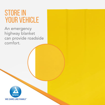Dynarex Emergency Highway Blanket - Premium, Disposable and Water Repellent, Provides Full Coverage, Highly Visible for Safety, Yellow, 54” x 80”- 1 Case of 25 Emergency Highway Blankets