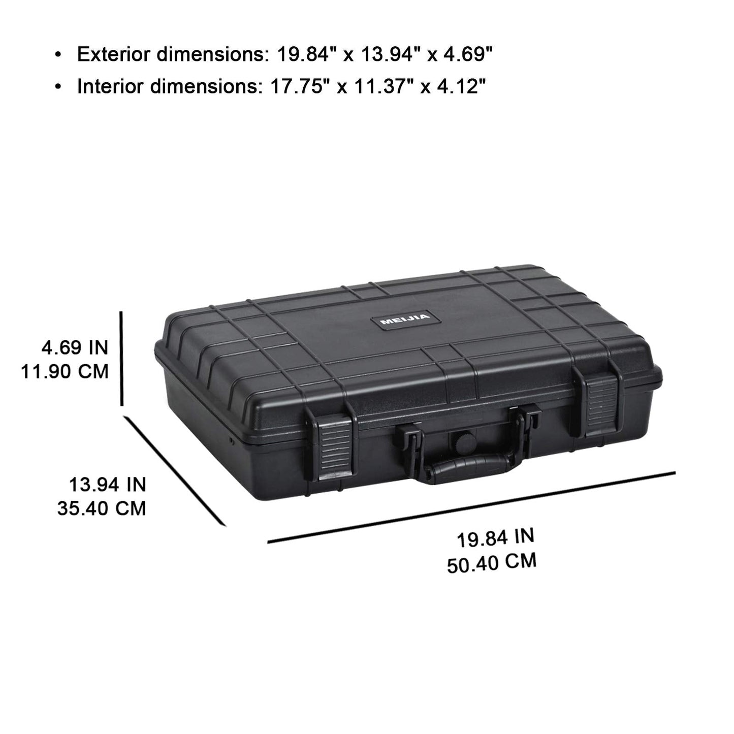 MEIJIA Portable Waterproof Protective Case,Hard Camera Case,Customized Fit Foam Inserted, Elegant Black,Fit for Camera, Equipments, Lens,Drones,19.78“X15.77"x7.41" (Black)