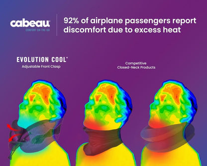 Cabeau Long Haul Flight Cooling Travel Neck Pillow – Evolution Cool – Supportive Memory Foam with Airflow Vents – Compact with Carrying Case (Red)