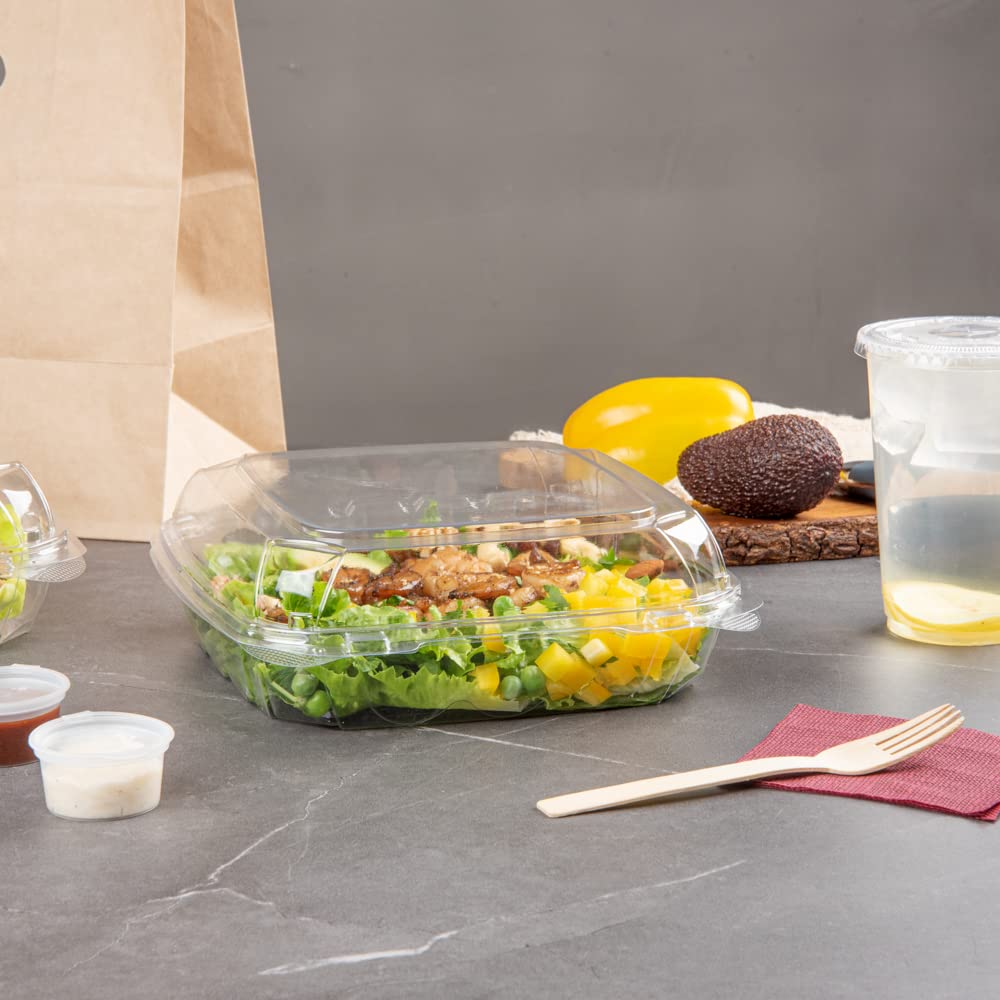 Restaurantware Thermo Tek 45.7 Ounce Clamshell Containers 100 Anti-Fog To Go Food Containers - Freezable Rectangle Clear Plastic Food Packaging Containers Disposable