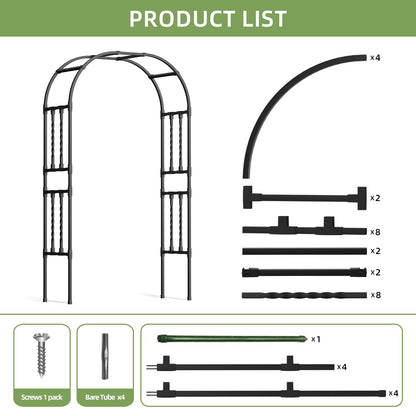 Square Tube Garden Arch Trellis 4.9x7.9FT,Metal Arbor for Climbing Plants,Outdoor Archway for Patio Lawn Backyard Wedding Ceremony