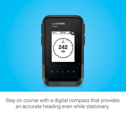 Garmin eTrex® Solar, GPS Handheld Navigator, Unlimited Battery Life, Water Resistant