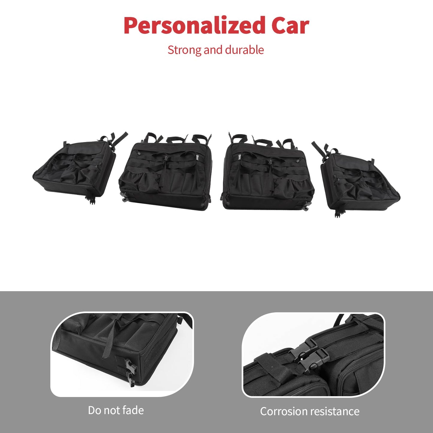 Linskip TrunkMate Roll Bar Organizer for Ford Bronco 2021-2025, Roll Bar Storage Bag for 2 Door Bronco Trunk Accessories, Durable Molle Webbing + Convenient Storage Pocket Piar