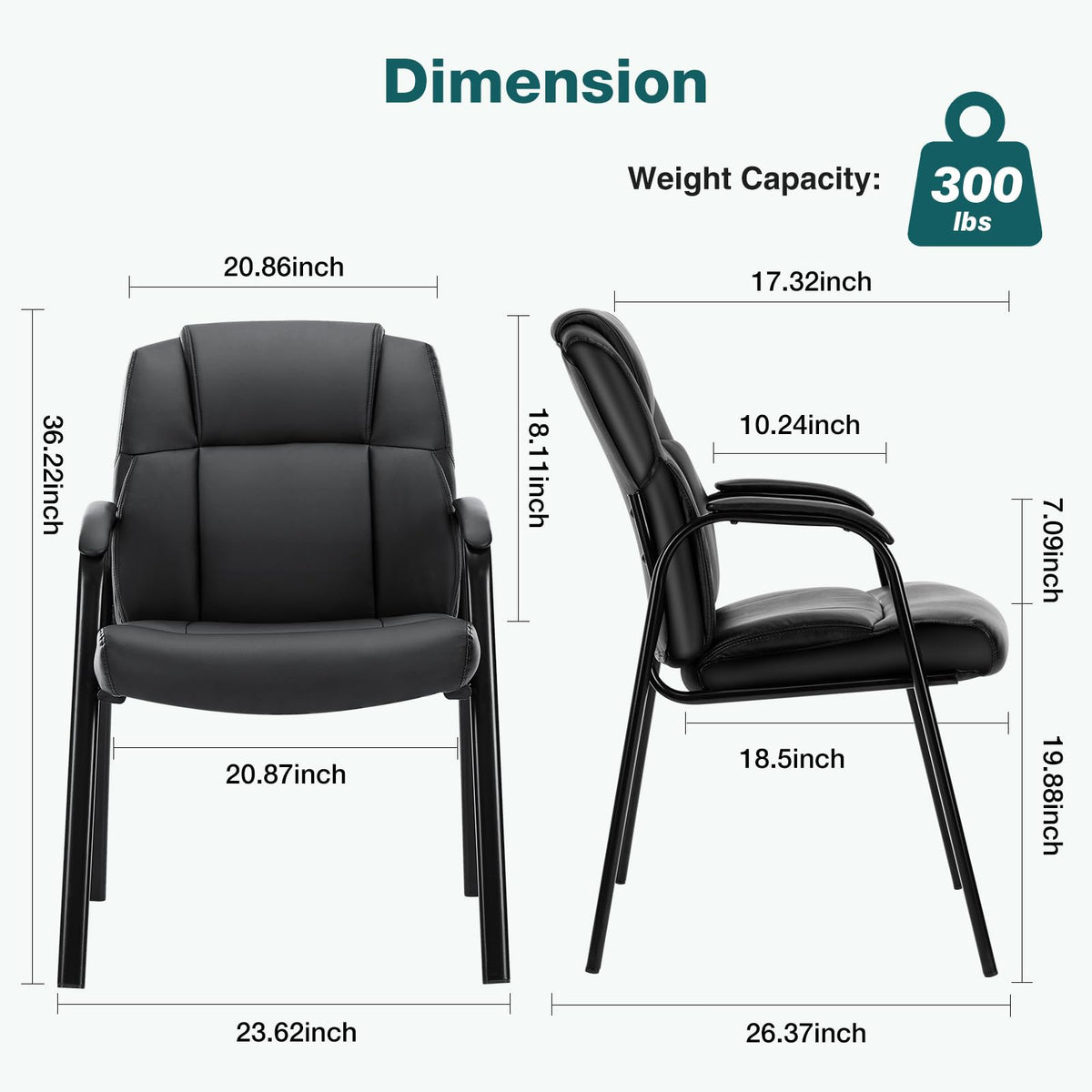 OLIXIS Waiting Room Chairs Set of 4, Leather Office Desk Reception Guest Stationary Side Chair with Padded Arms for Home Conference Lobby Area Meeting Church Medical Clinic Elderly Student
