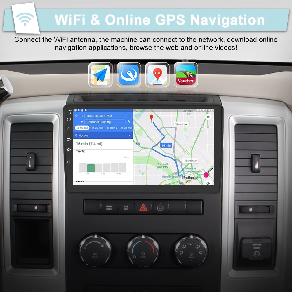 Votheon 4GB+64GB Car Radio Upgrade for Jeep JK Wrangler 2007-2018 Dodge RAM 1500/2500 Compass Grand Cherokee with Wireless CarPlay/Android Auto/10.1'' Touch Screen/Android13/Backup Camera/FM AM/WiFi