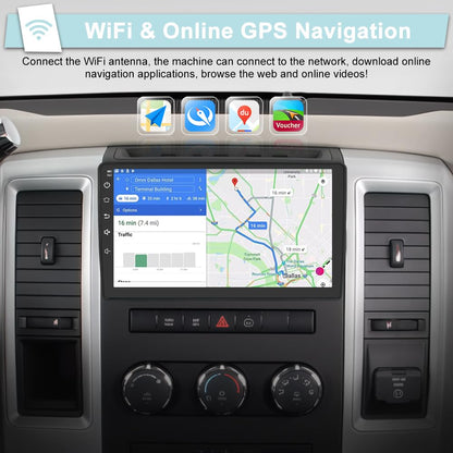 Votheon 4GB+64GB Car Radio Upgrade for Jeep JK Wrangler 2007-2018 Dodge RAM 1500/2500 Compass Grand Cherokee with Wireless CarPlay/Android Auto/10.1'' Touch Screen/Android13/Backup Camera/FM AM/WiFi
